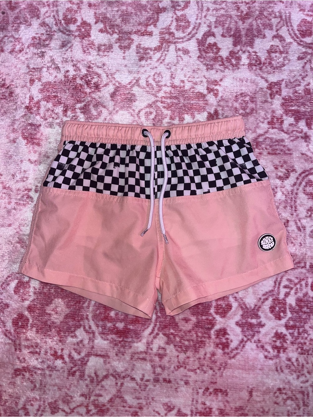 Binky Bro Checkerboard Swim Trunks with Drawstring